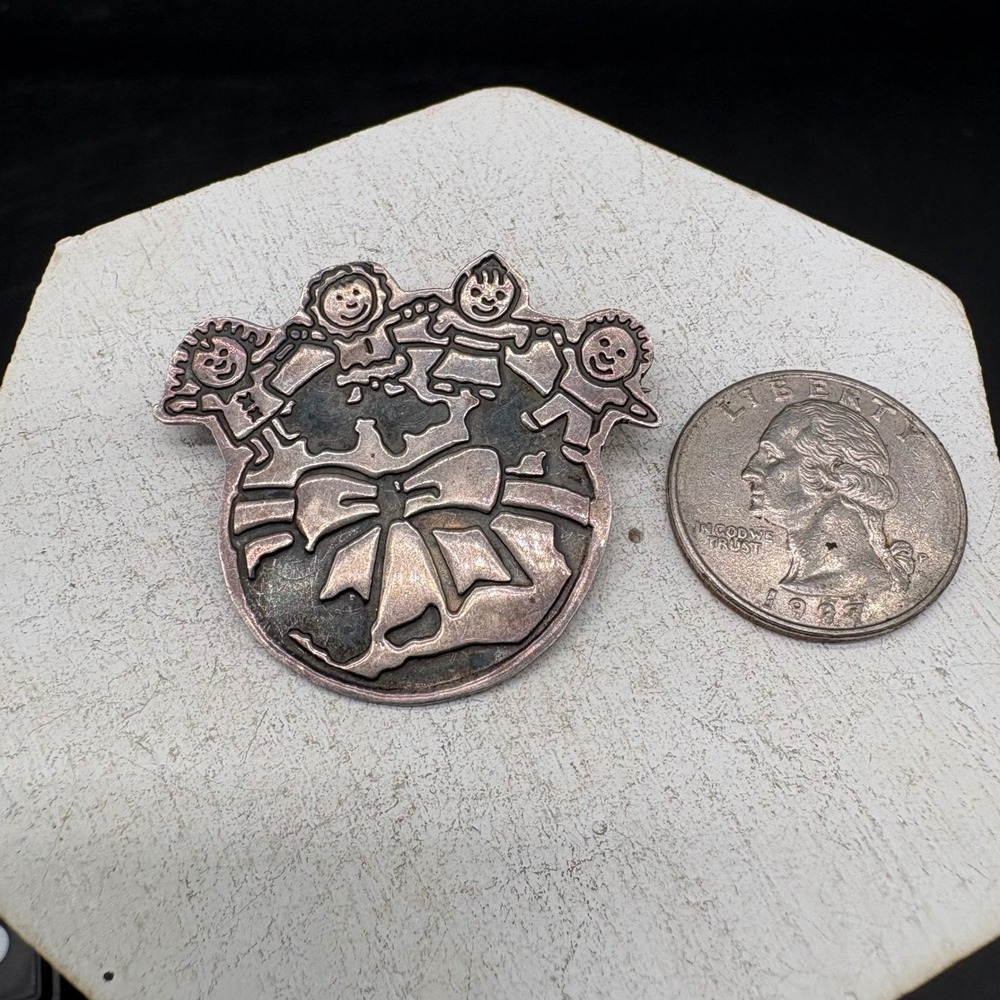 Save the Children Brooch Unisex OS Silver Good Mexico 925 Sterling Heavy EFS Pin